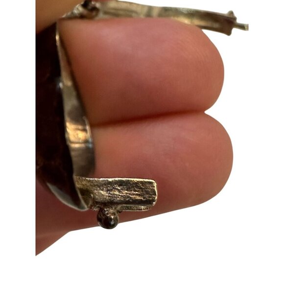 Vintage Silver Shell Vinaigrette Patch Box Ornate Etched Handle Perfume Case - Picture 4 of 12